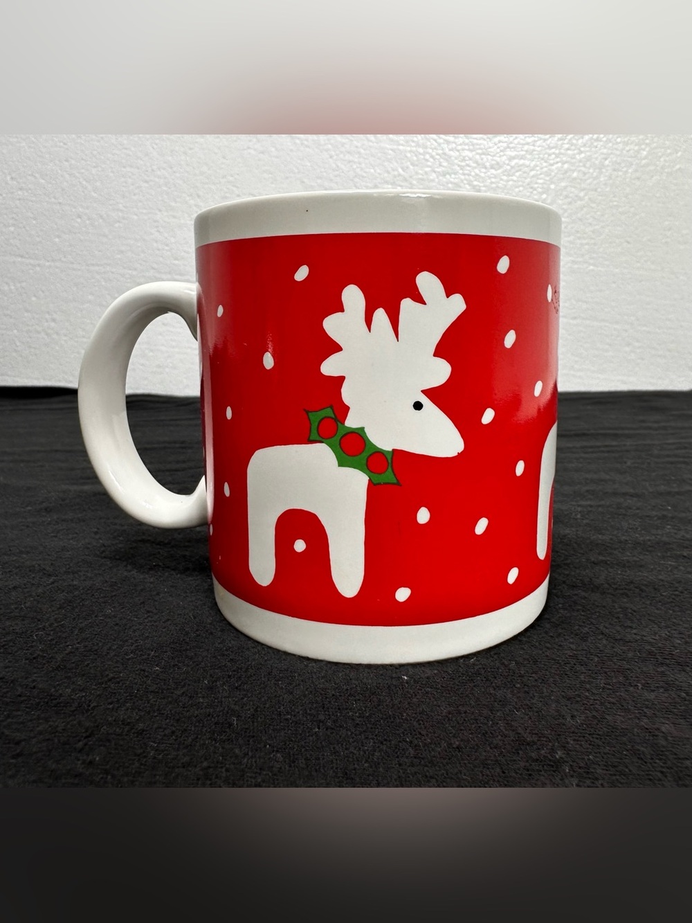 Vintage 1980s Ponette Christmas Reindeer Mug